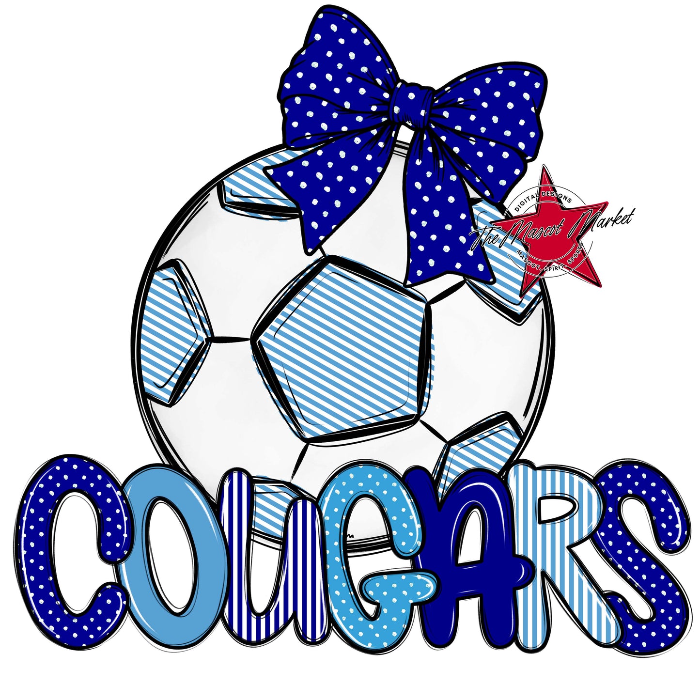 Cougars Soccer Spirit Design-Blue & Carolina Blue