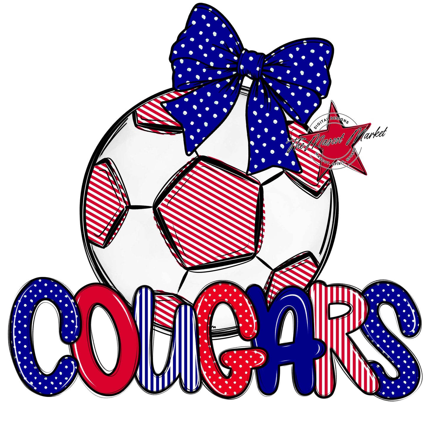 Cougars Soccer Spirit Design-Blue & Red