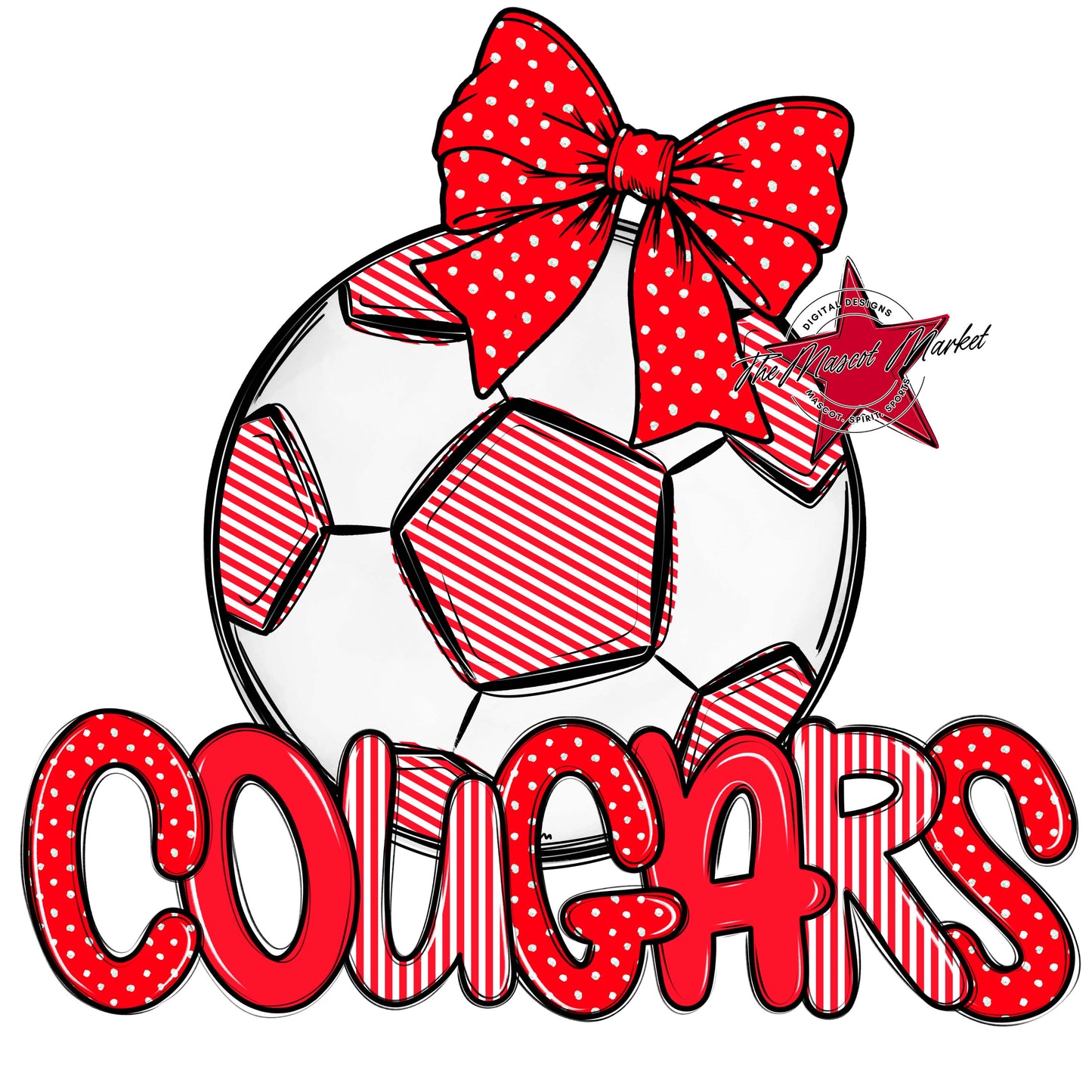 Cougars Soccer Spirit Design-Bright Red