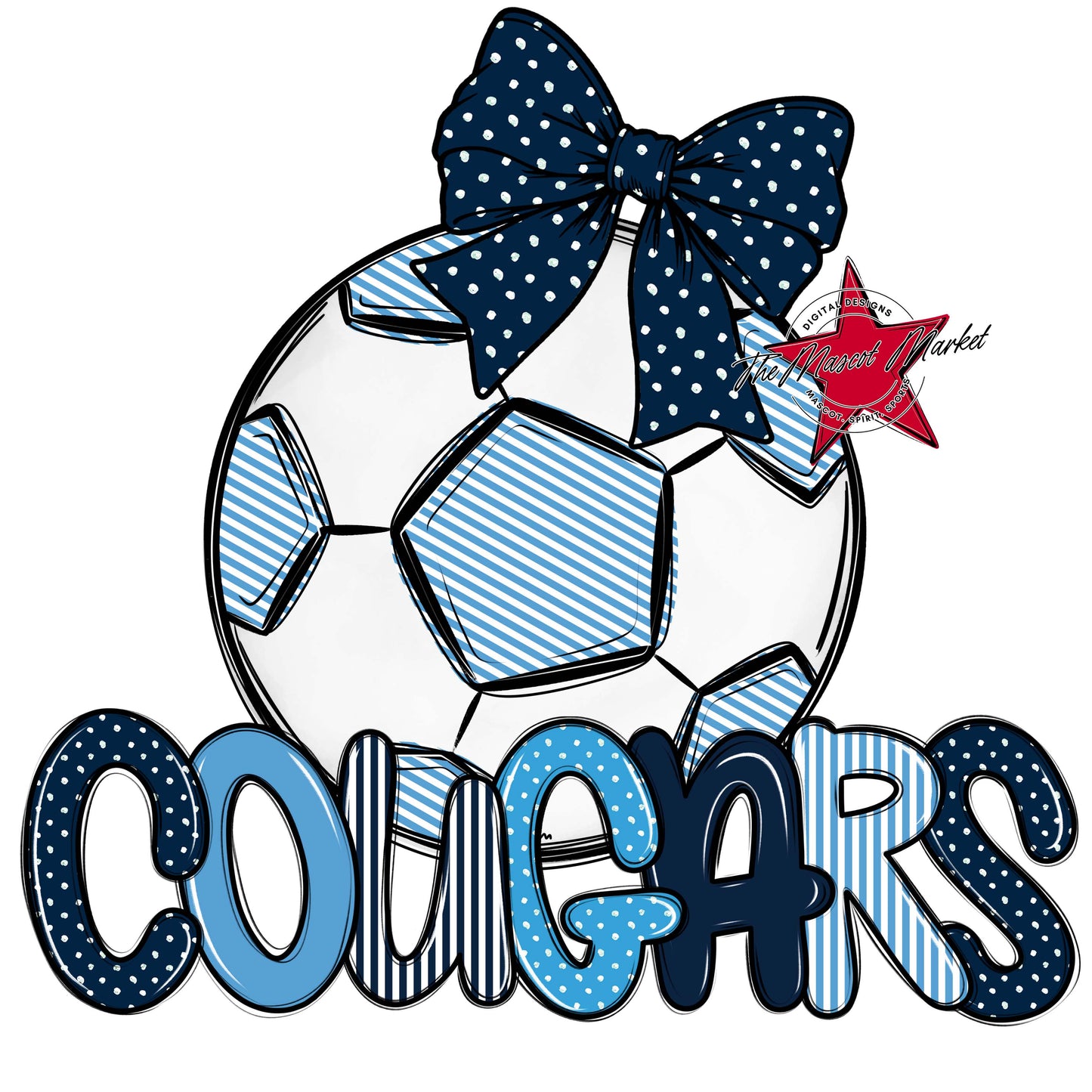 Cougars Soccer Spirit Design-Navy & Carolina Blue