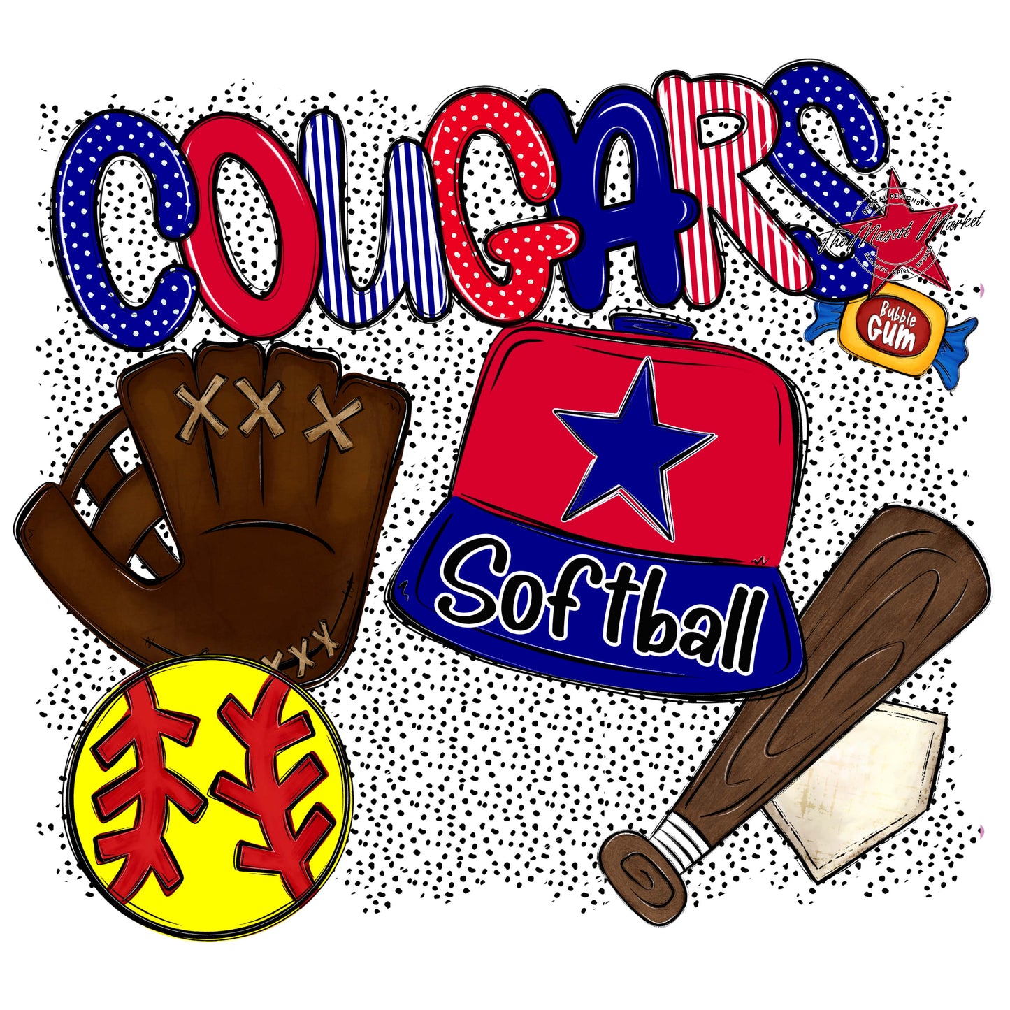 Cougars Softball Spirit-Blue & Red