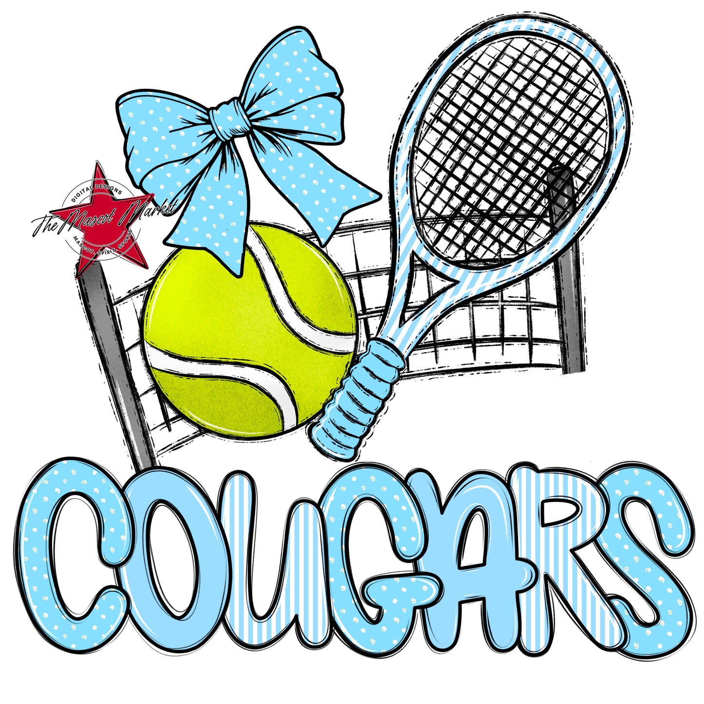 Cougars Tennis Spirit Design-Columbia Blue