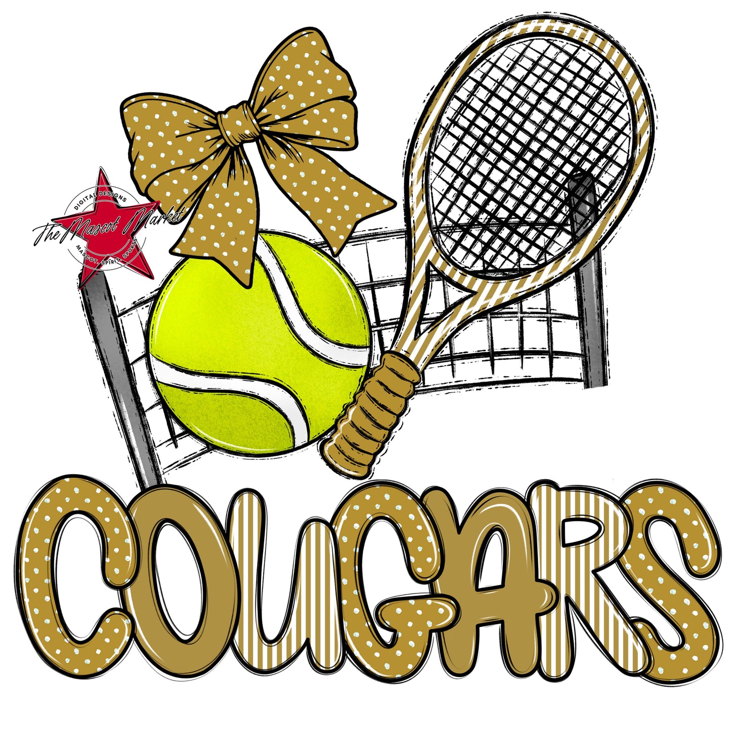 Cougars Tennis Spirit Design-Gold