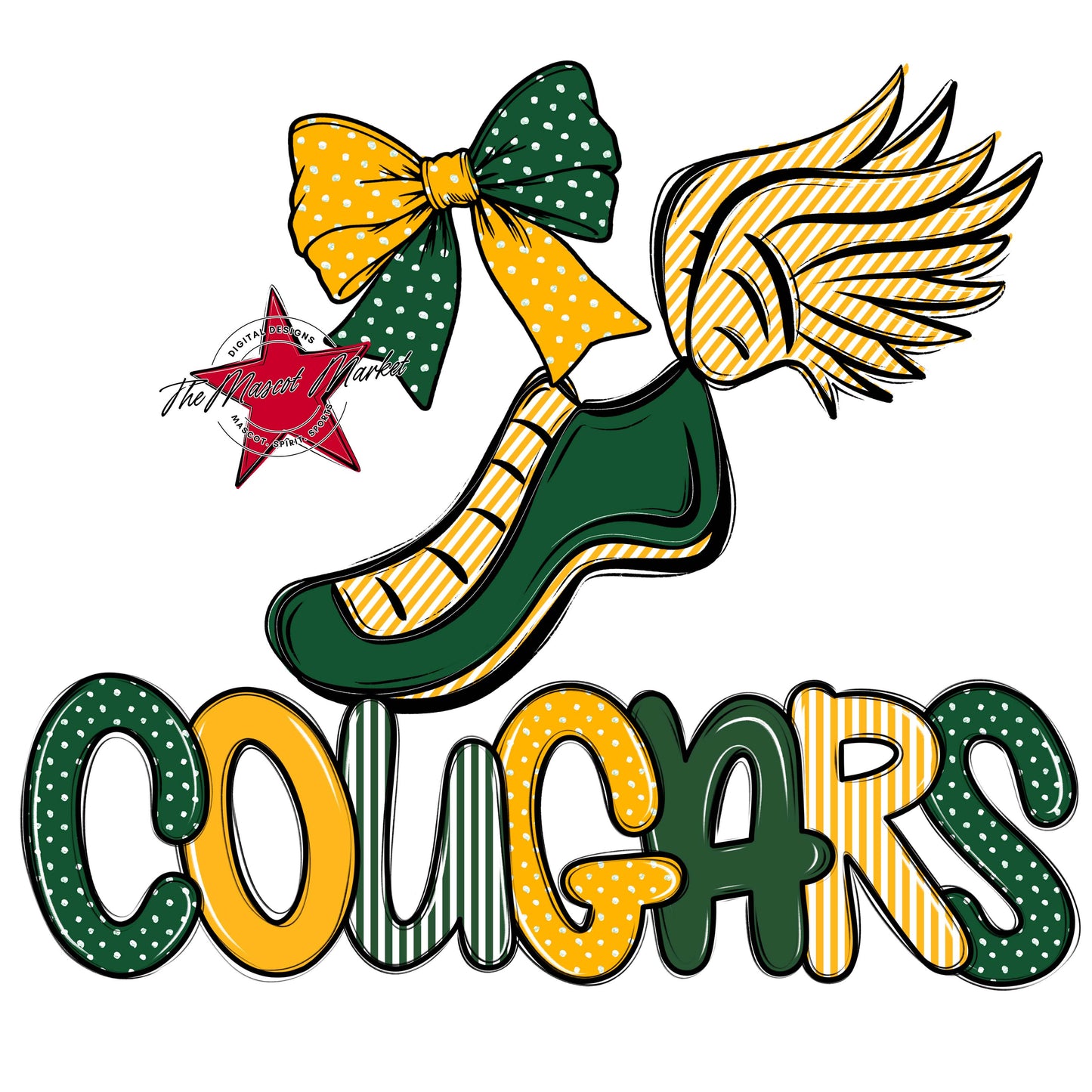 Cougars Track Spirit Design-Green & Yellow