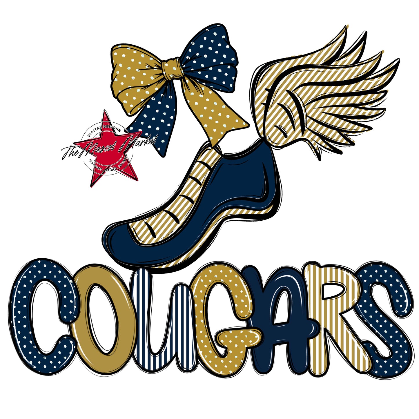 Cougars Track Spirit Design-Navy & Gold
