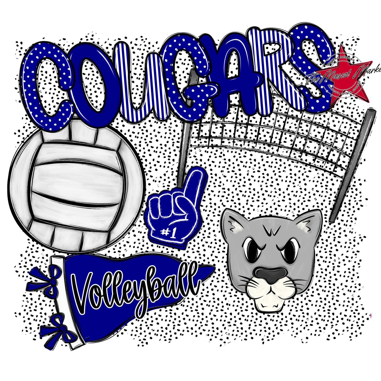 Cougars Volleyball Spirit-Blue