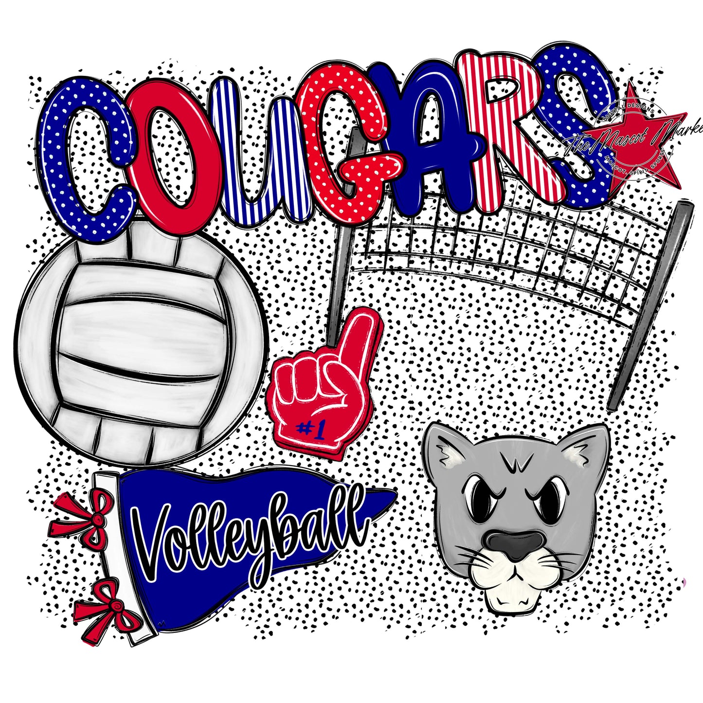 Cougars Volleyball Spirit-Blue & Red