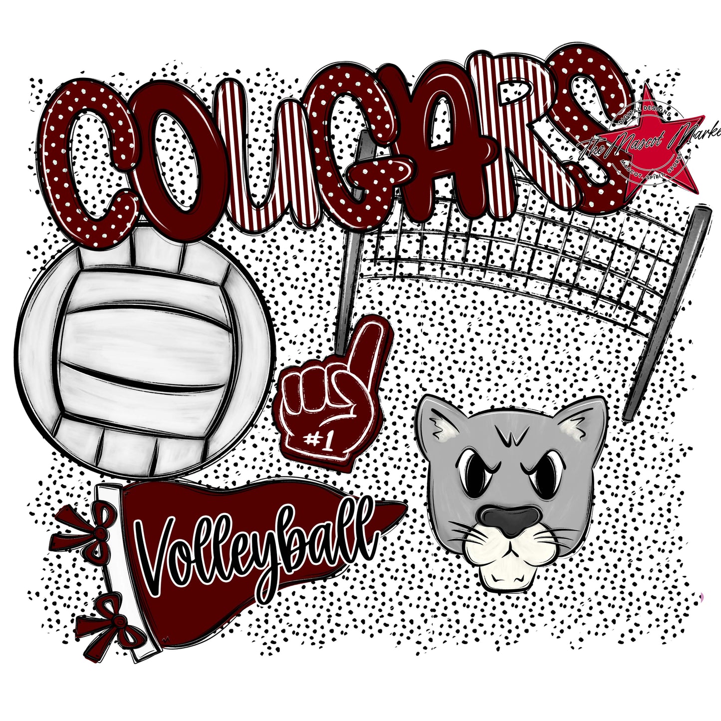 Cougars Volleyball Spirit-Maroon