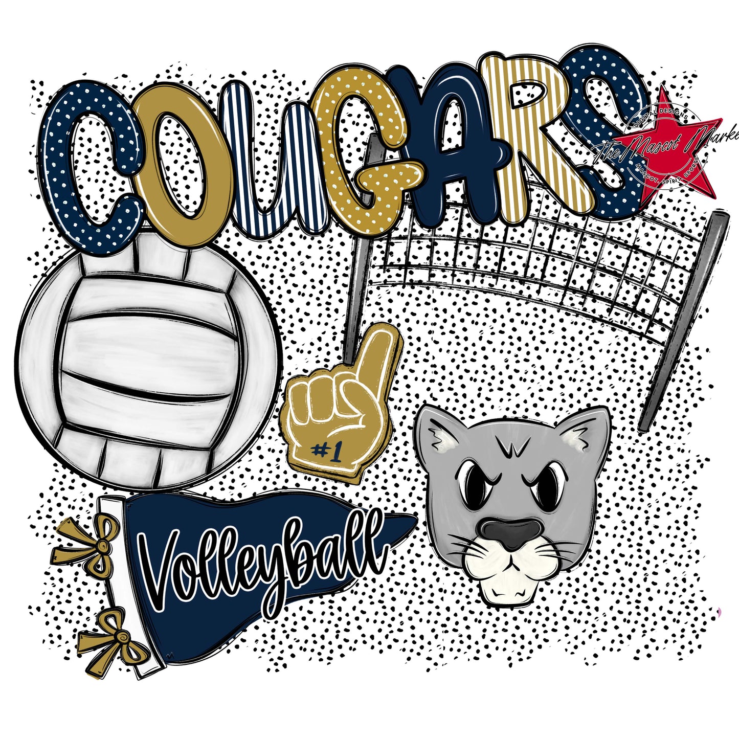 Cougars Volleyball Spirit-Navy & Gold