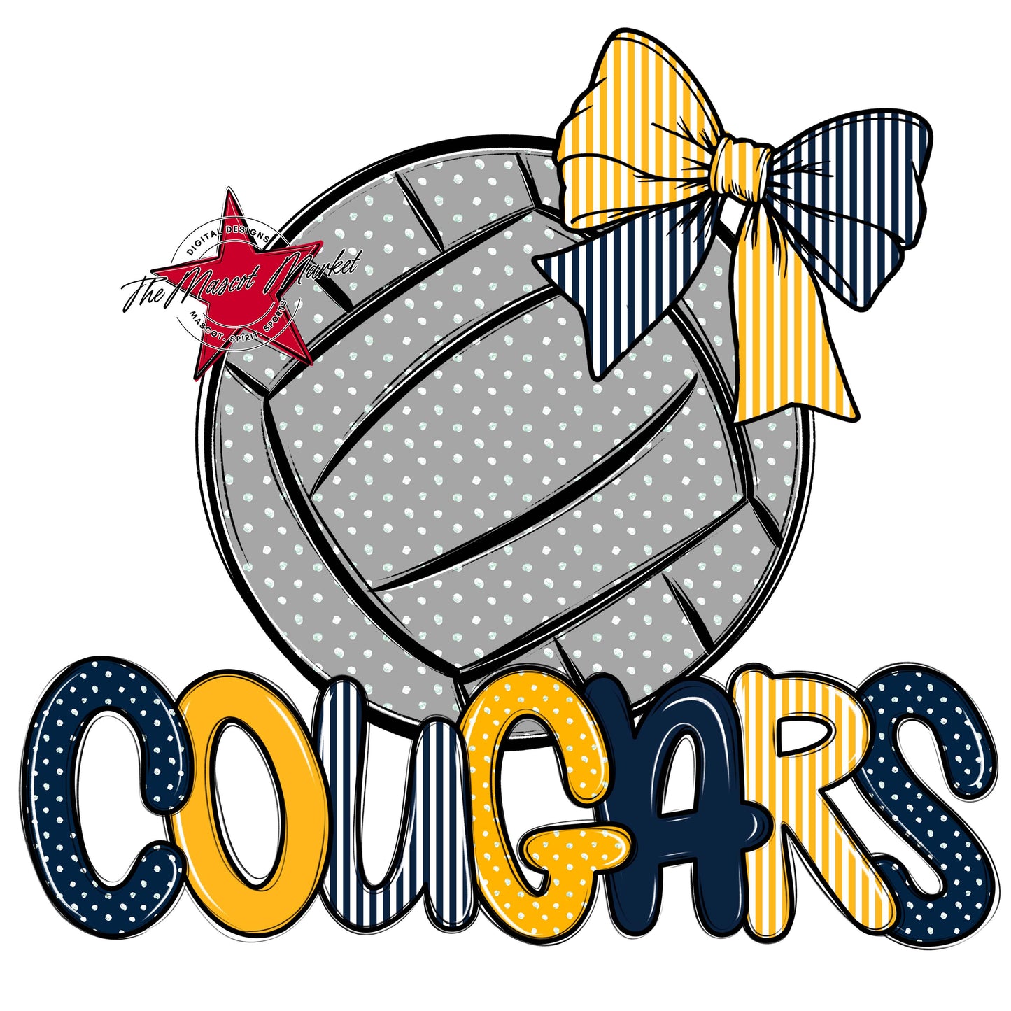 Cougars Volleyball Spirit Design-Navy & Yellow