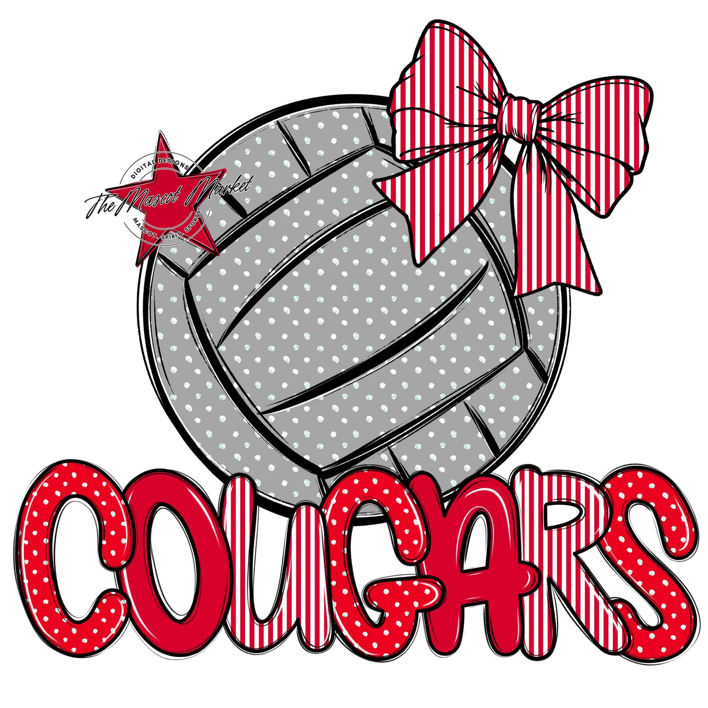 Cougars Volleyball Spirit Design-Red