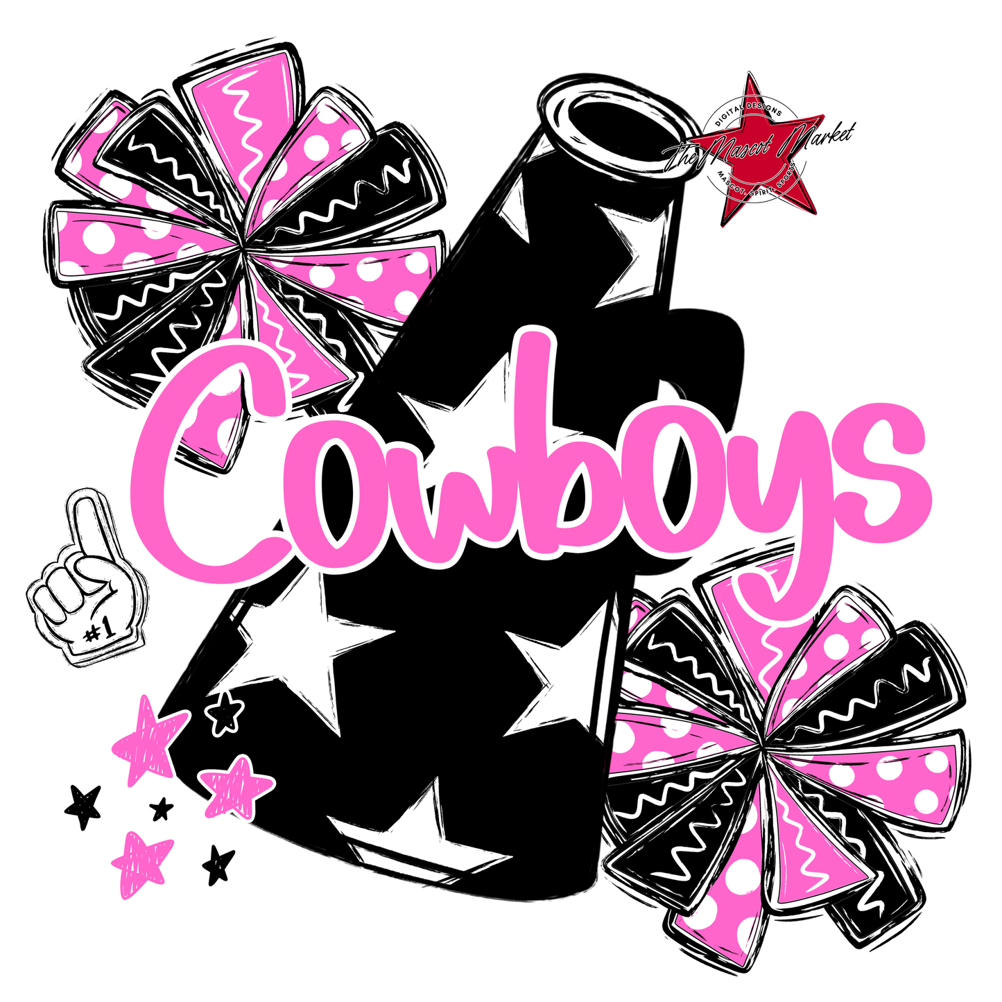 Cowboys Alpha Megaphone Design-Baby Pink