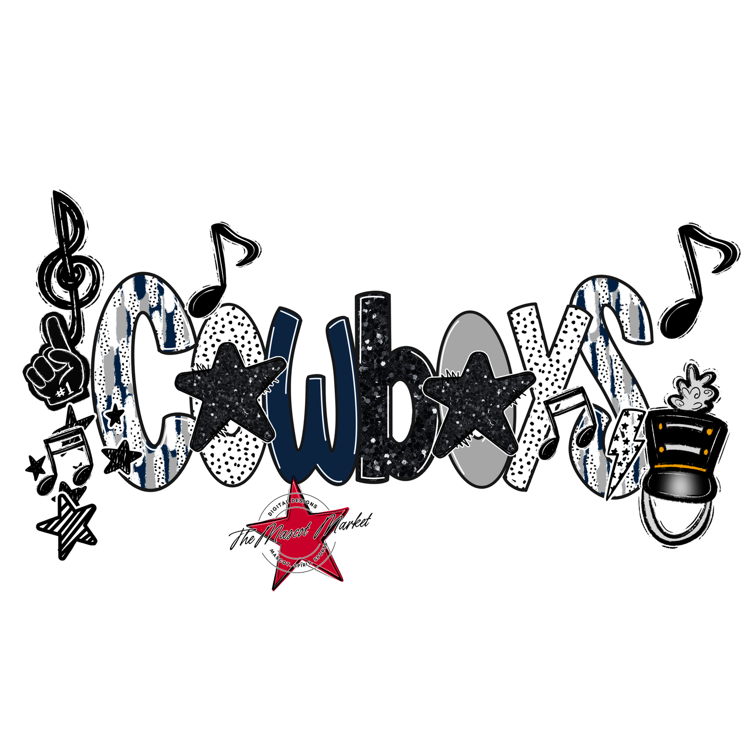 Cowboys Band Scrape-Navy-Grey