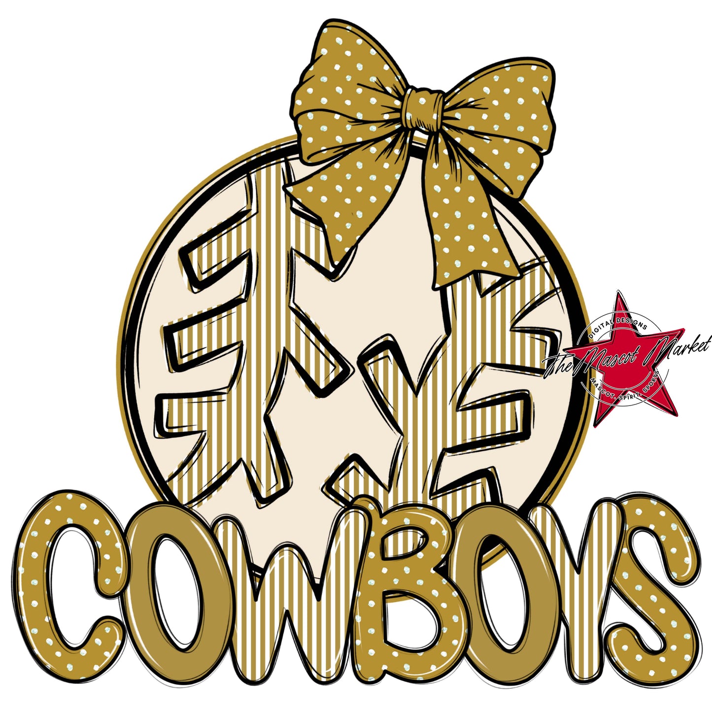 Cowboys Baseball-Softball Spirit Design-Gold