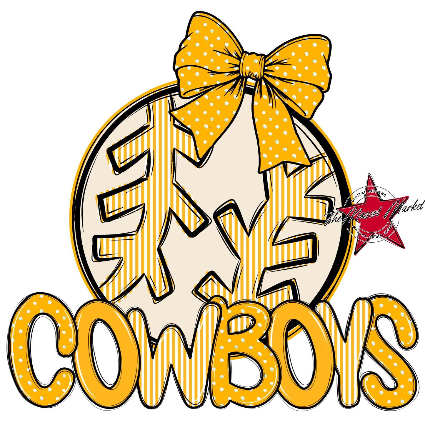 Cowboys Baseball-Softball Spirit Design-Yellow