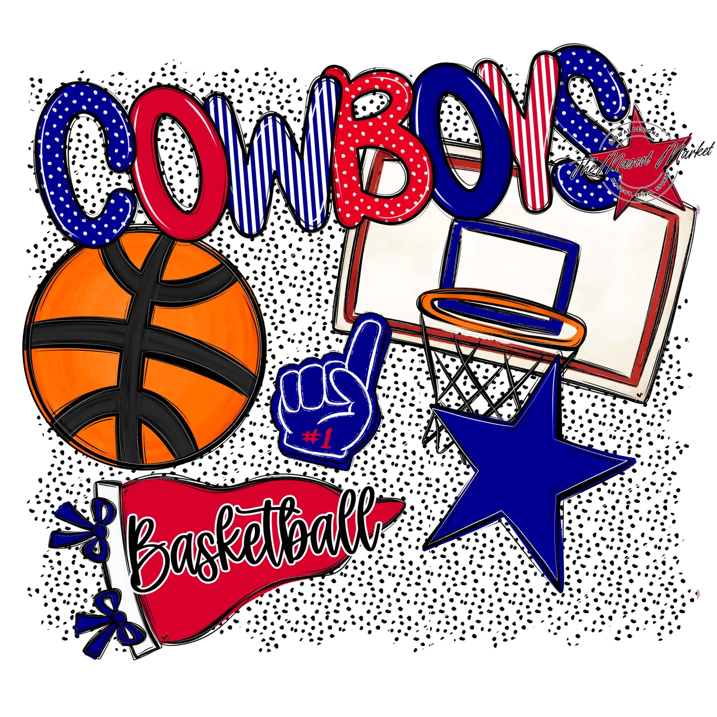 Cowboys Basketball Spirit-Blue & Red