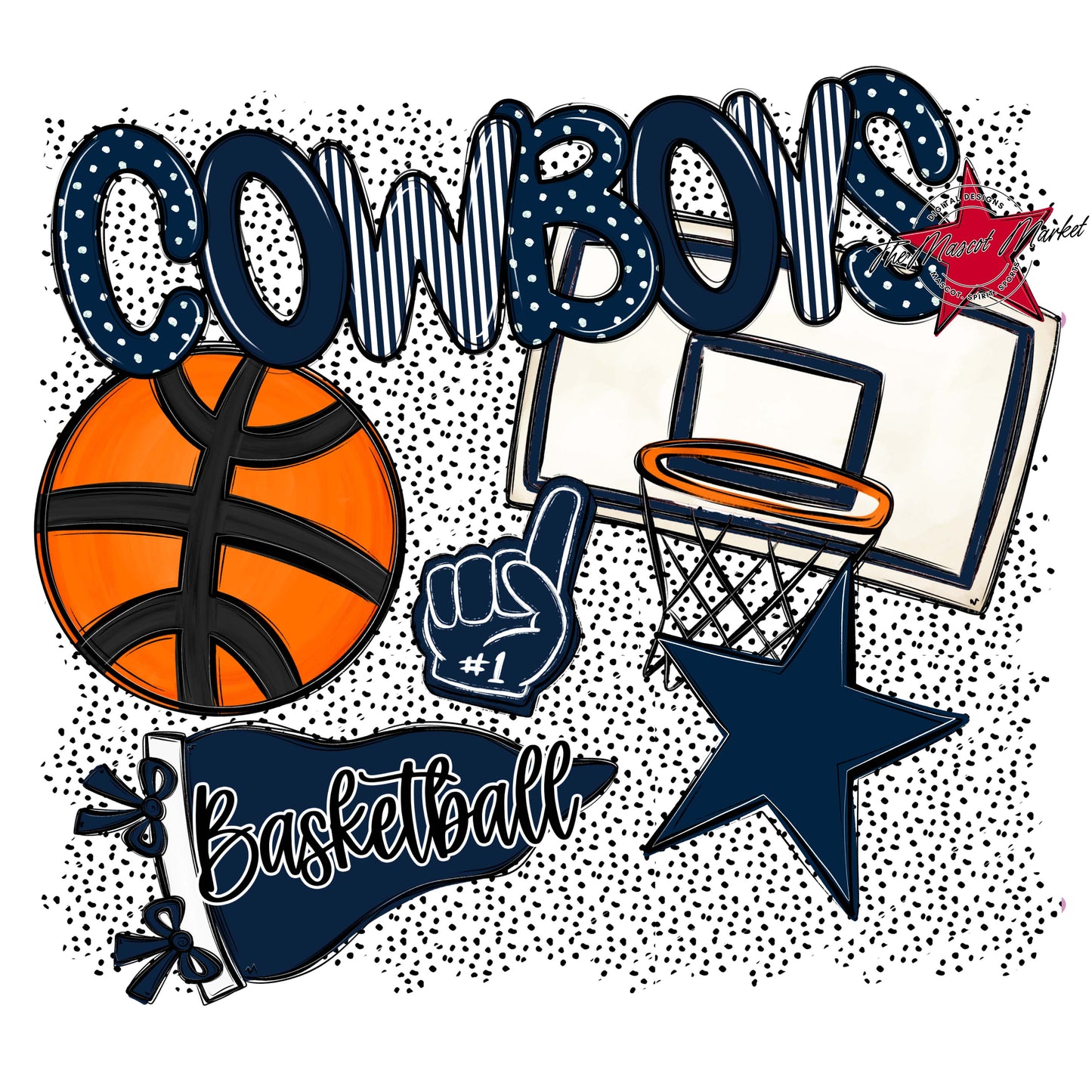 Cowboys Basketball Spirit-Navy