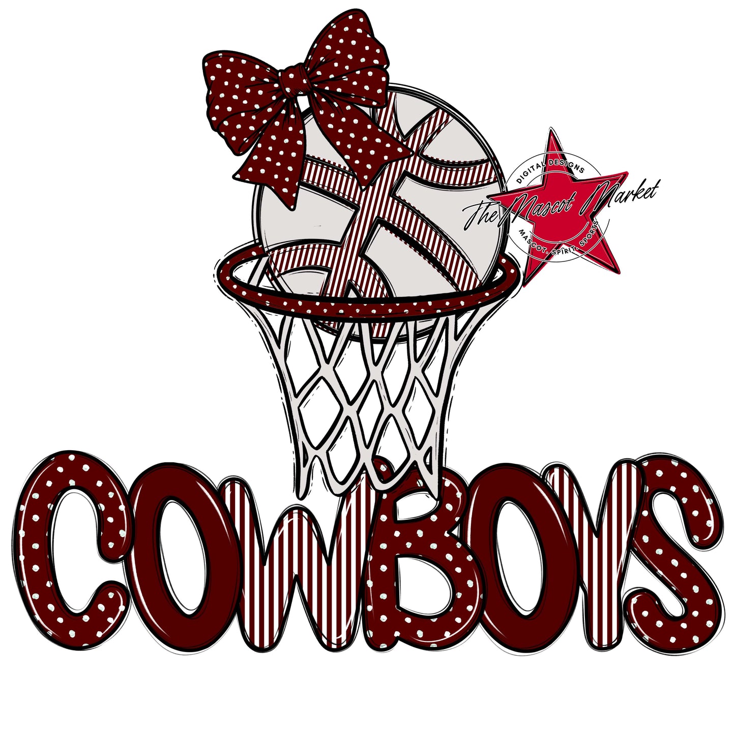Cowboys Basketball Spirit Design-Maroon