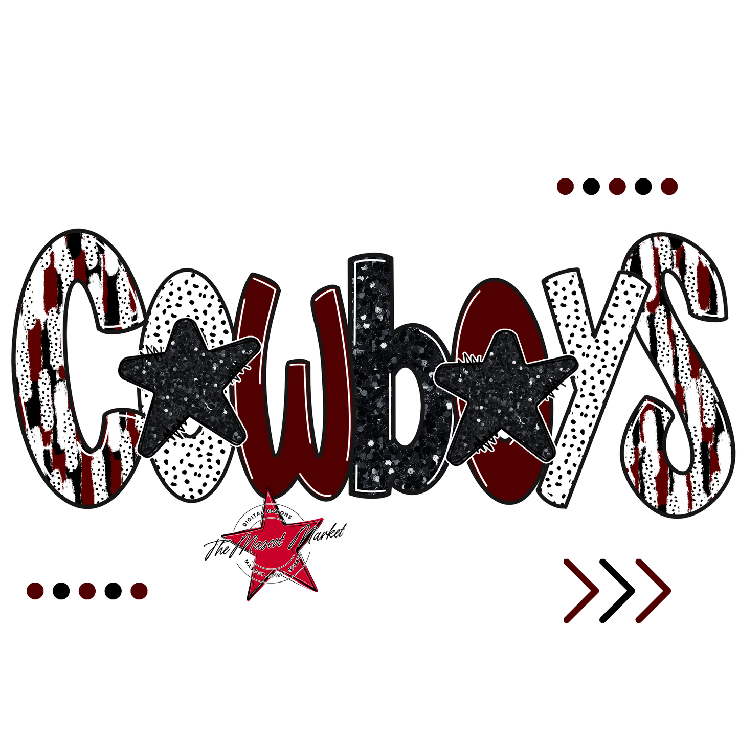 Cowboys Brushstroke Alpha w Arrows-Maroon