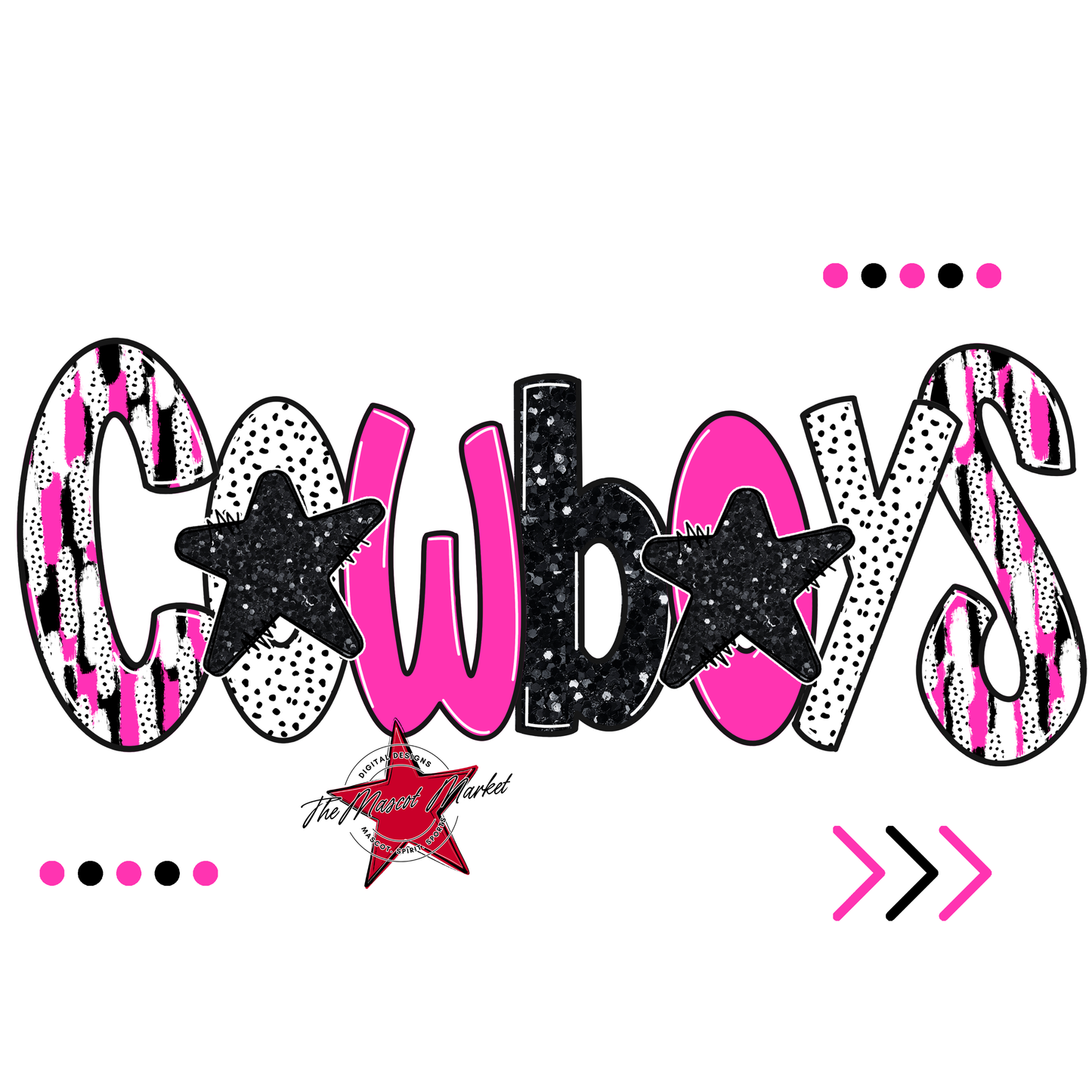 Cowboys Brushstroke Alpha w Arrows-Pink