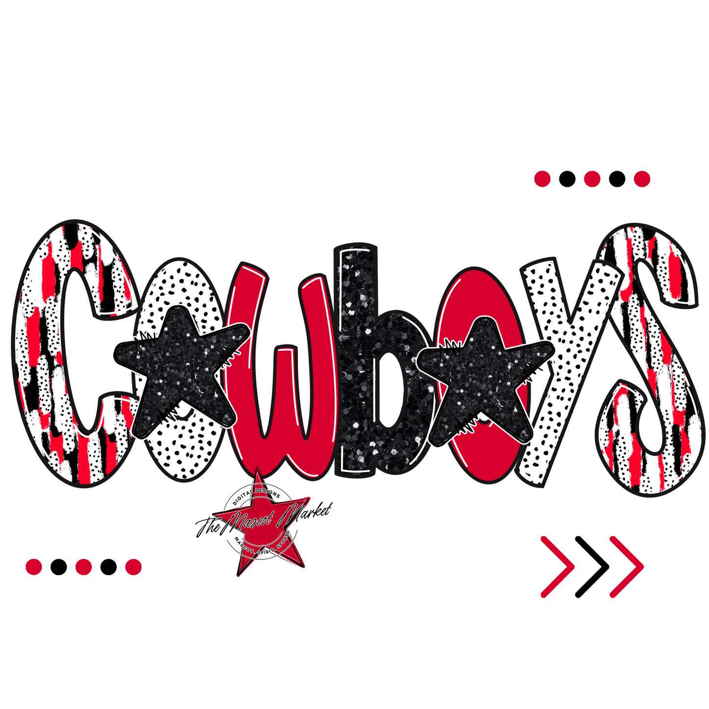 Cowboys Brushstroke Alpha w Arrows-Red