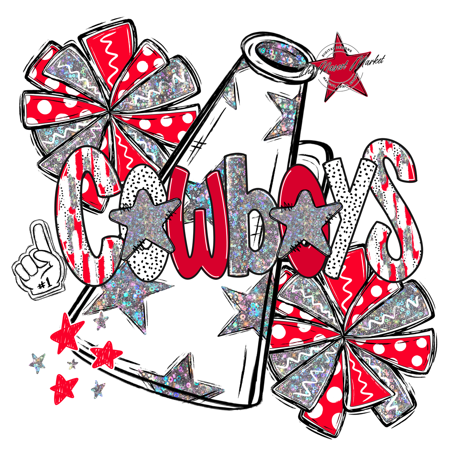 Cowboys Cheer Megaphone Scrape-Red