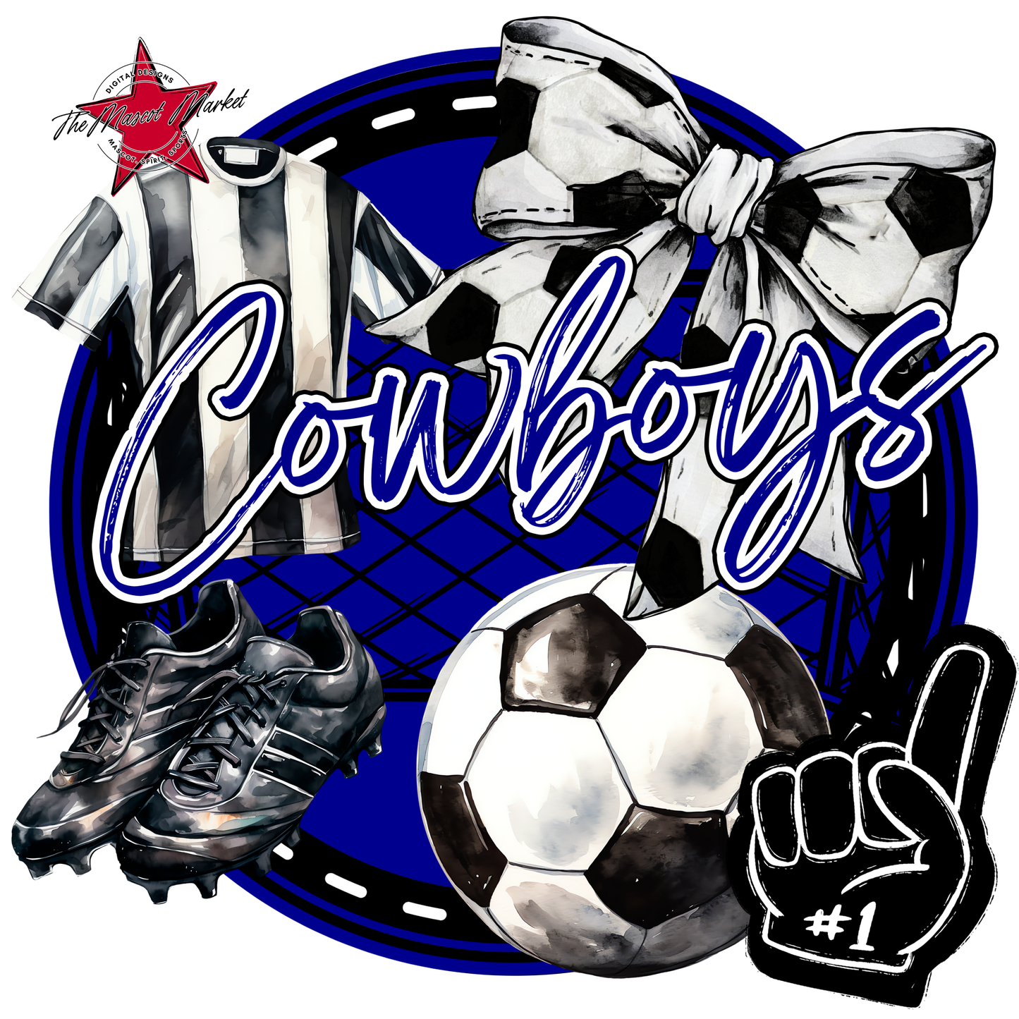 Cowboys Circle Soccer Design-Blue