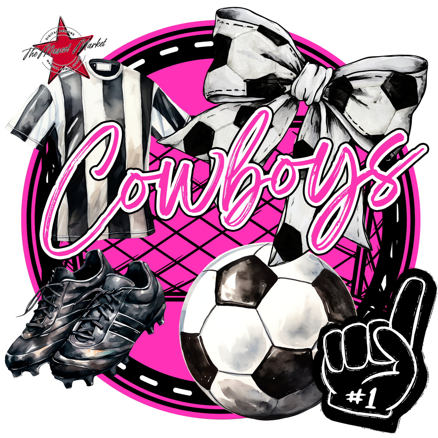 Cowboys Circle Soccer Design-Pink