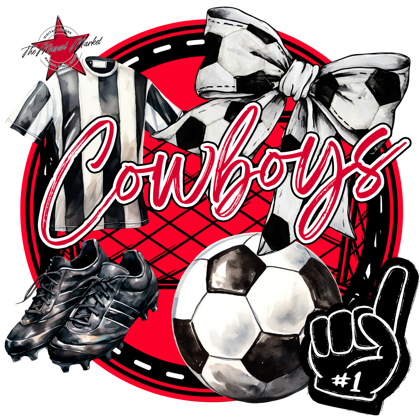 Cowboys Circle Soccer Design-Red