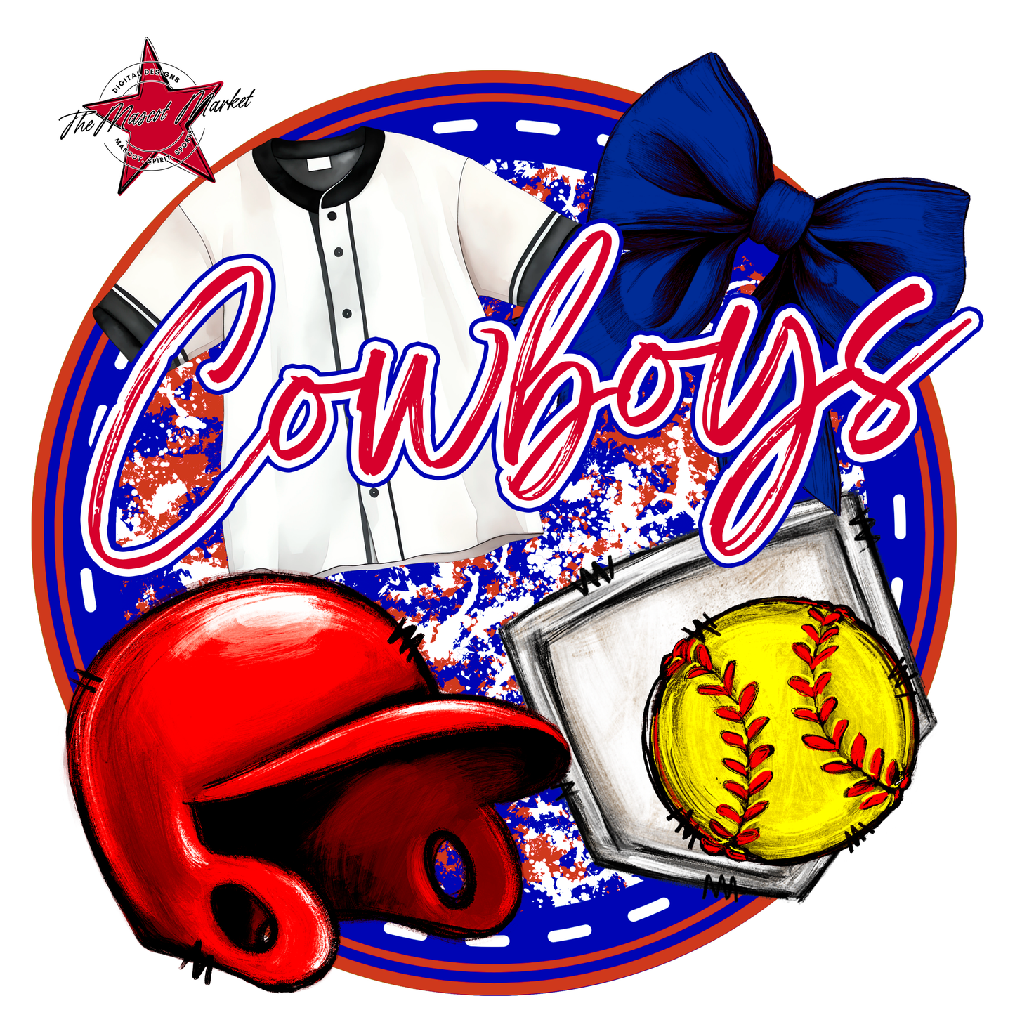 Cowboys Circle Softball Design-Blue-Red