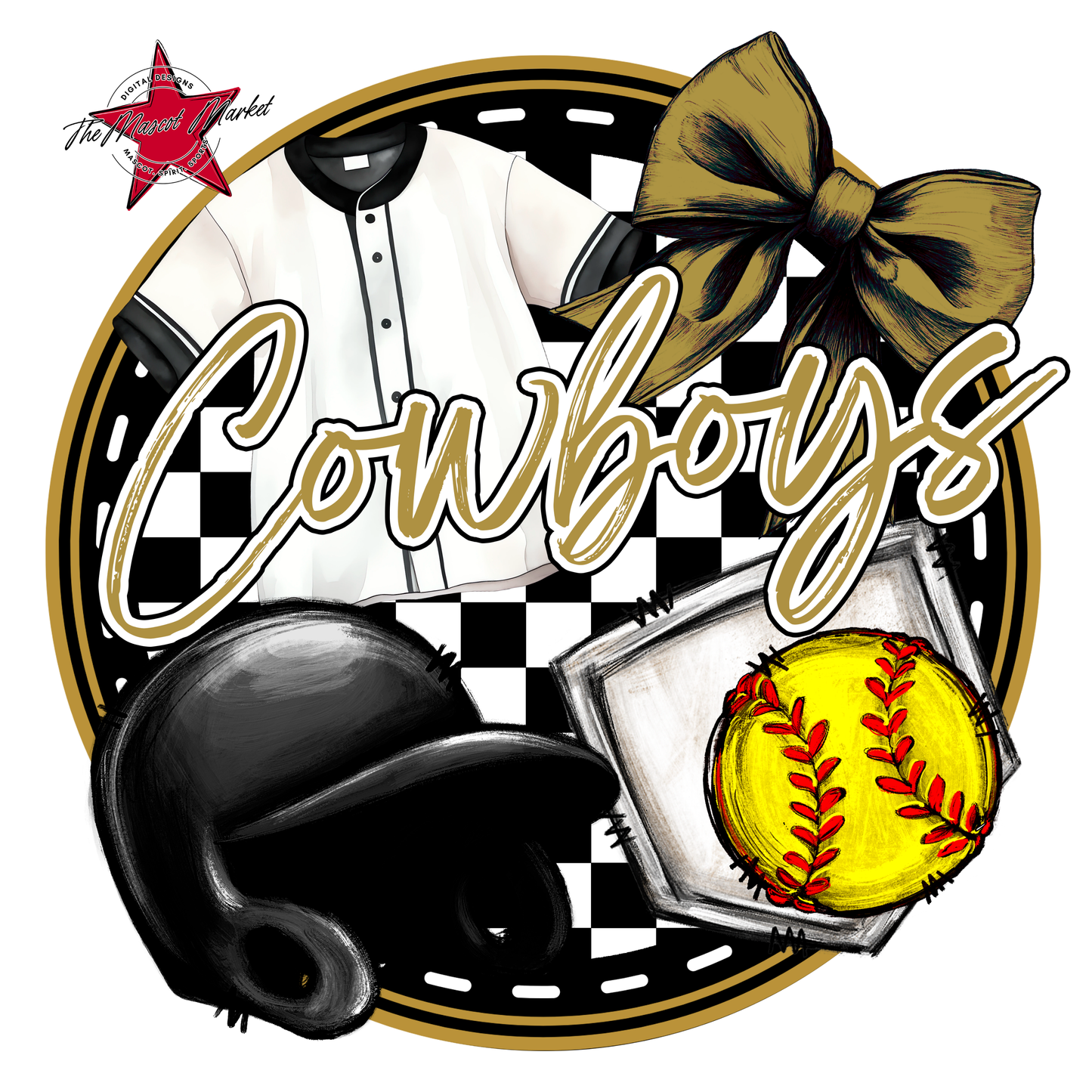 Cowboys Circle Softball Design-Gold