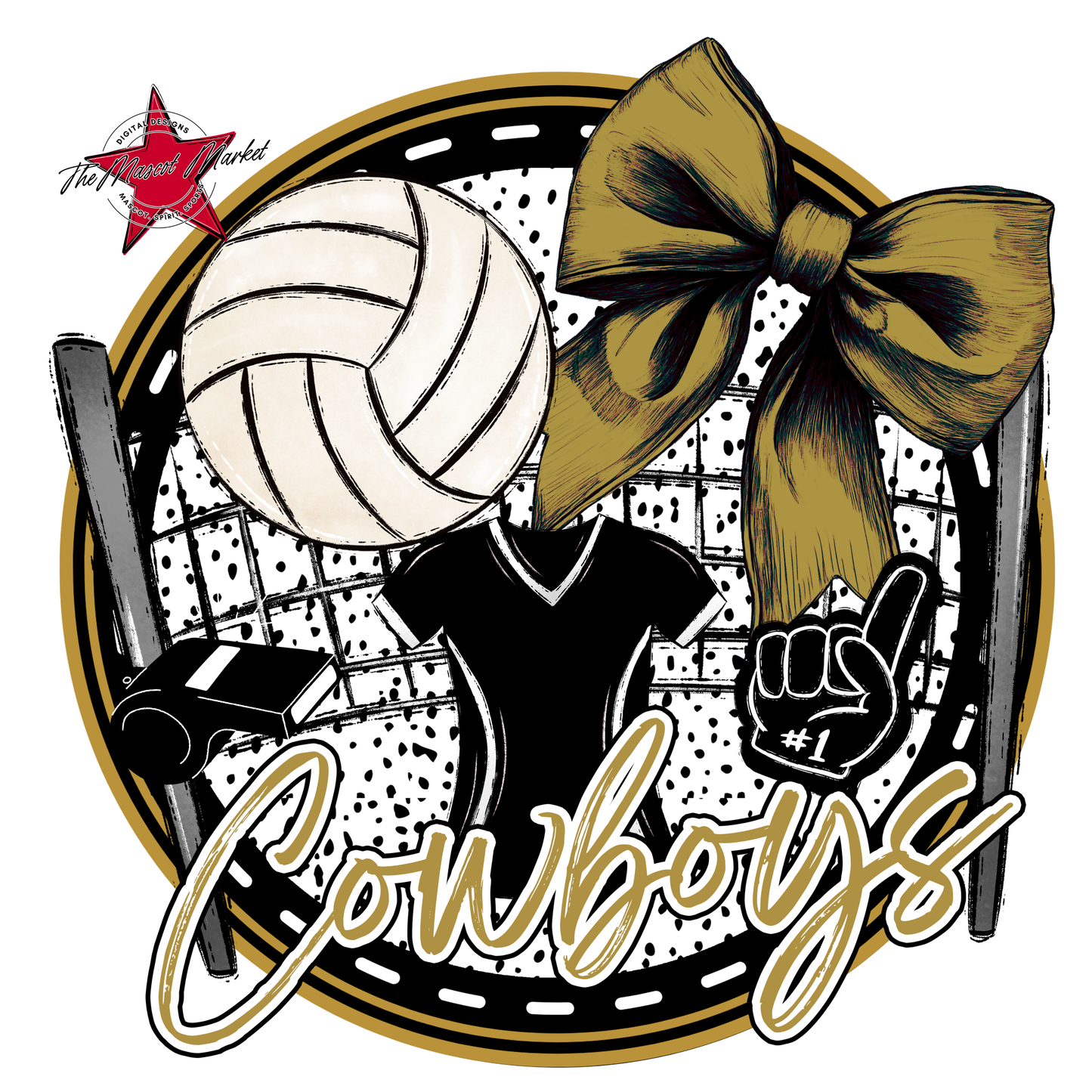 Cowboys Circle Volleyball Design-Gold