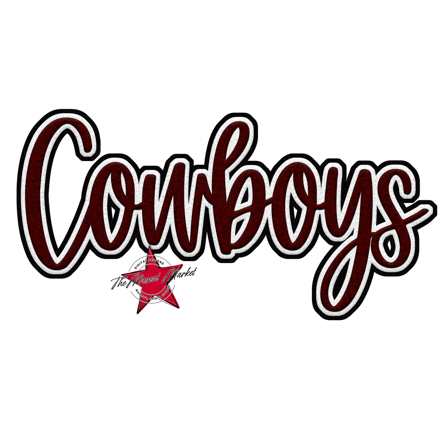 Cowboys Faux Chenille Patch-Maroon