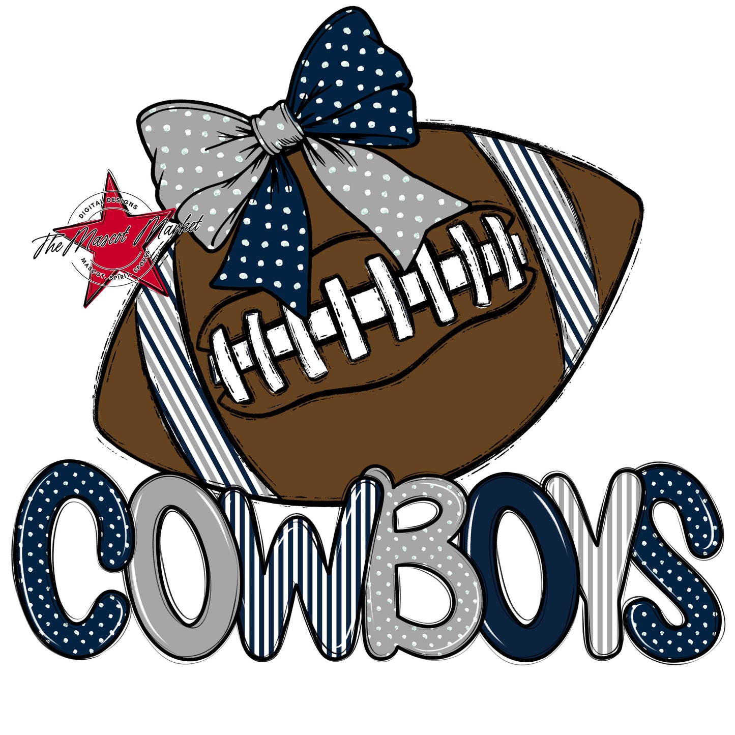 Cowboys Football Spirit Design-Navy & Grey