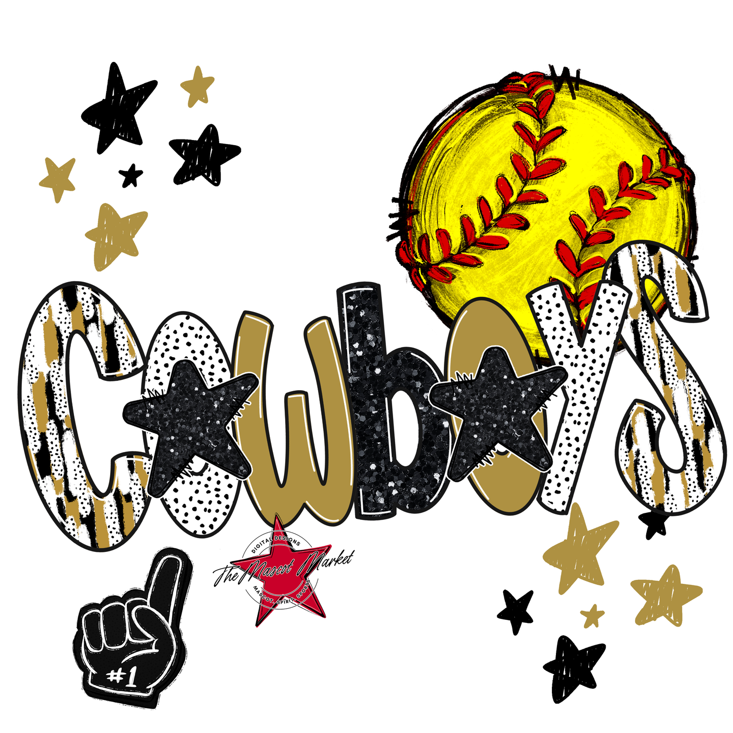 Cowboys Softball Scrape-Gold