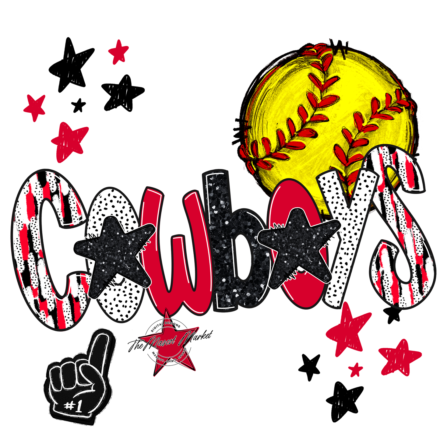 Cowboys Softball Scrape-Red