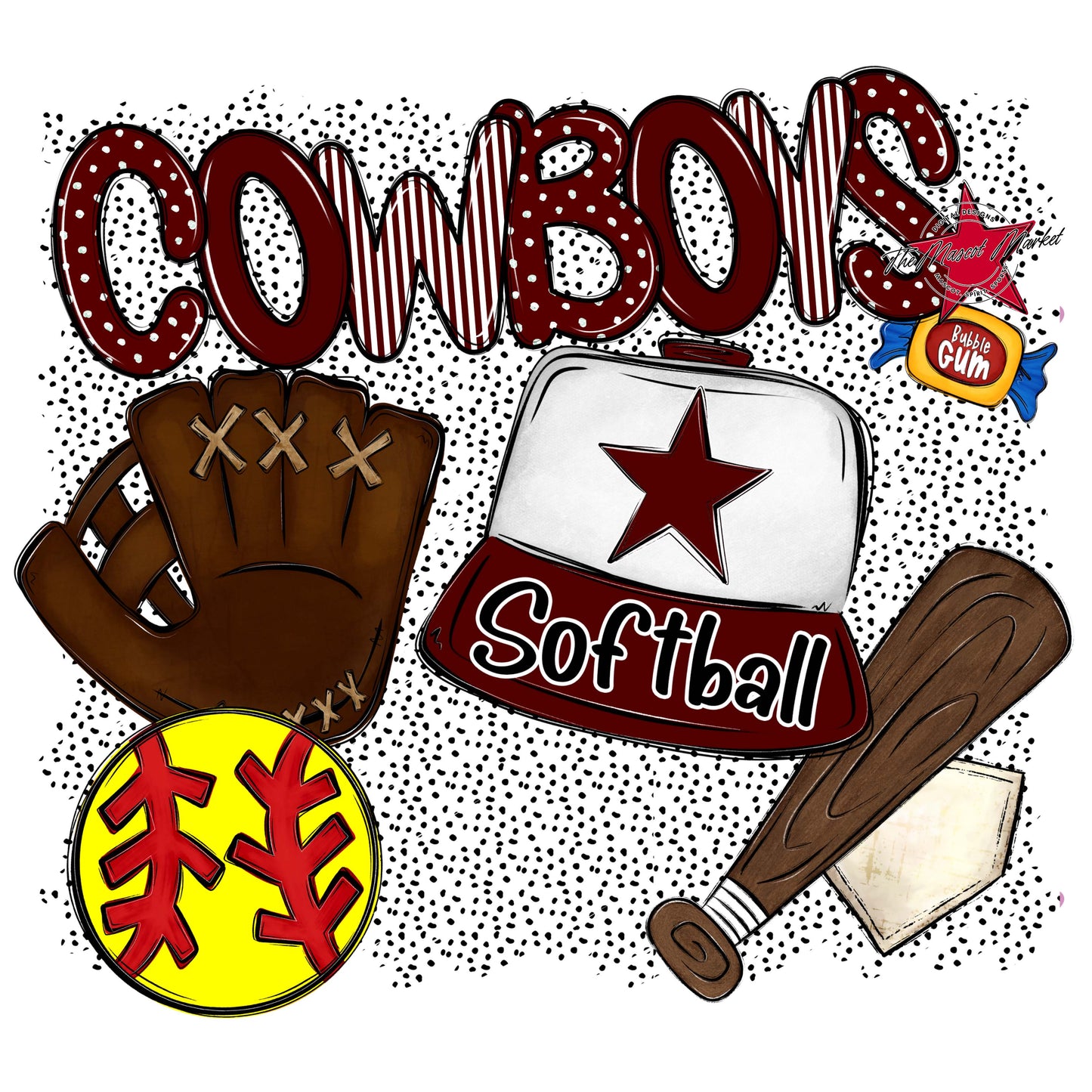 Cowboys Softball Spirit-Maroon