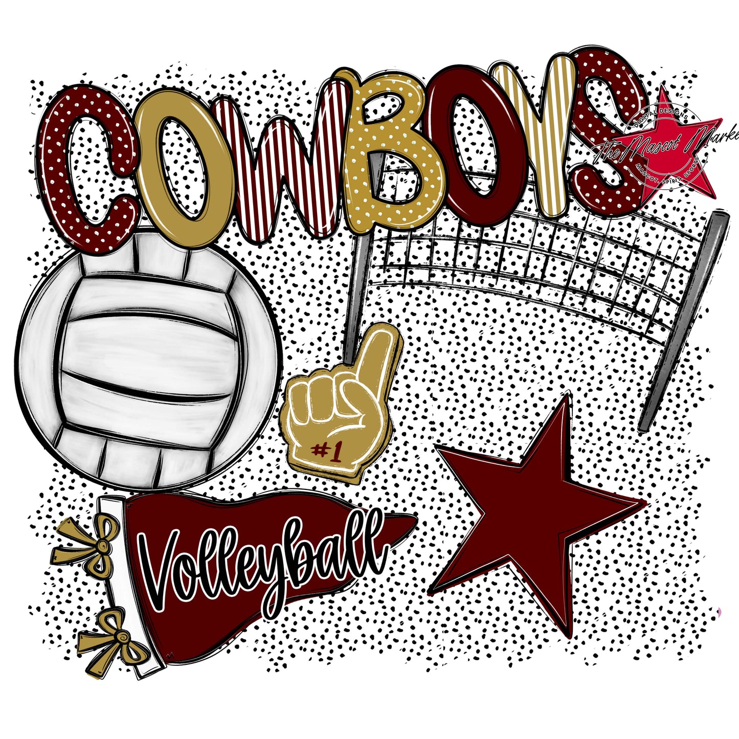 Cowboys Volleyball Spirit-Maroon & Gold