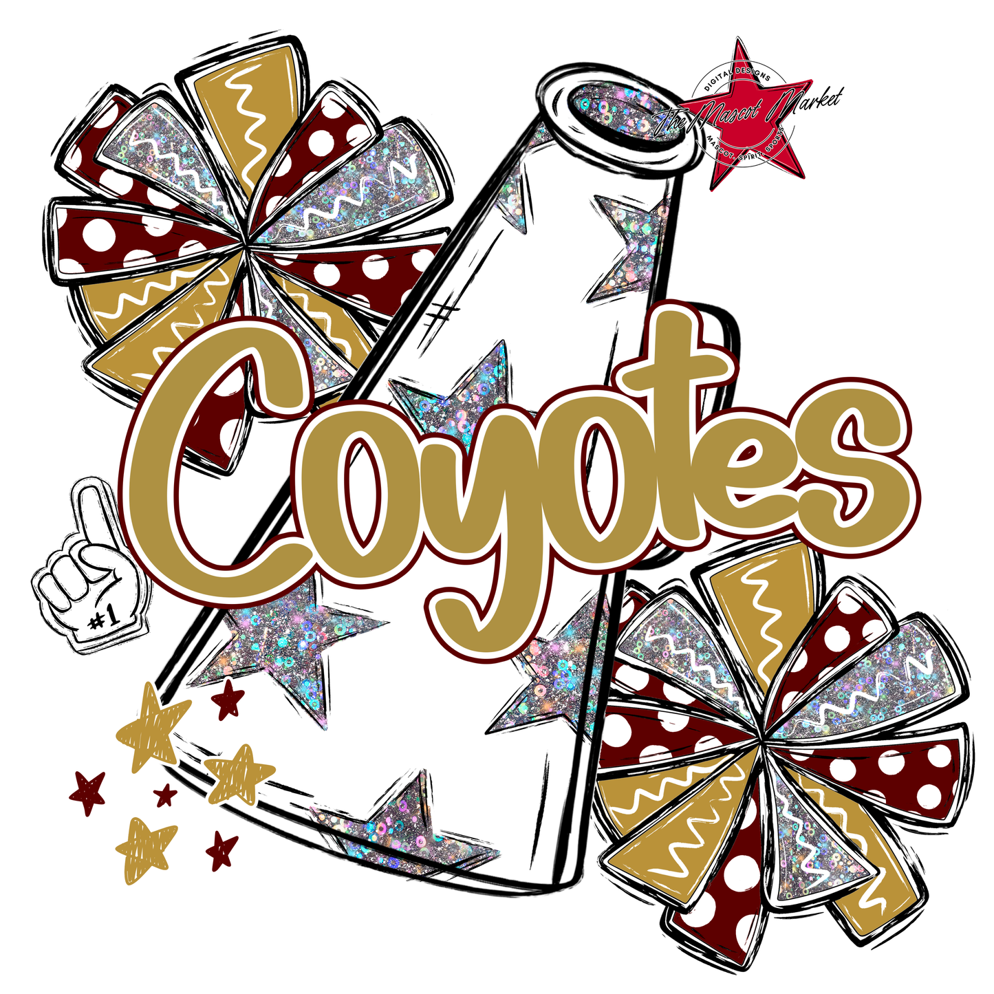 Coyotes Alpha Megaphone Design-Maroon-Gold