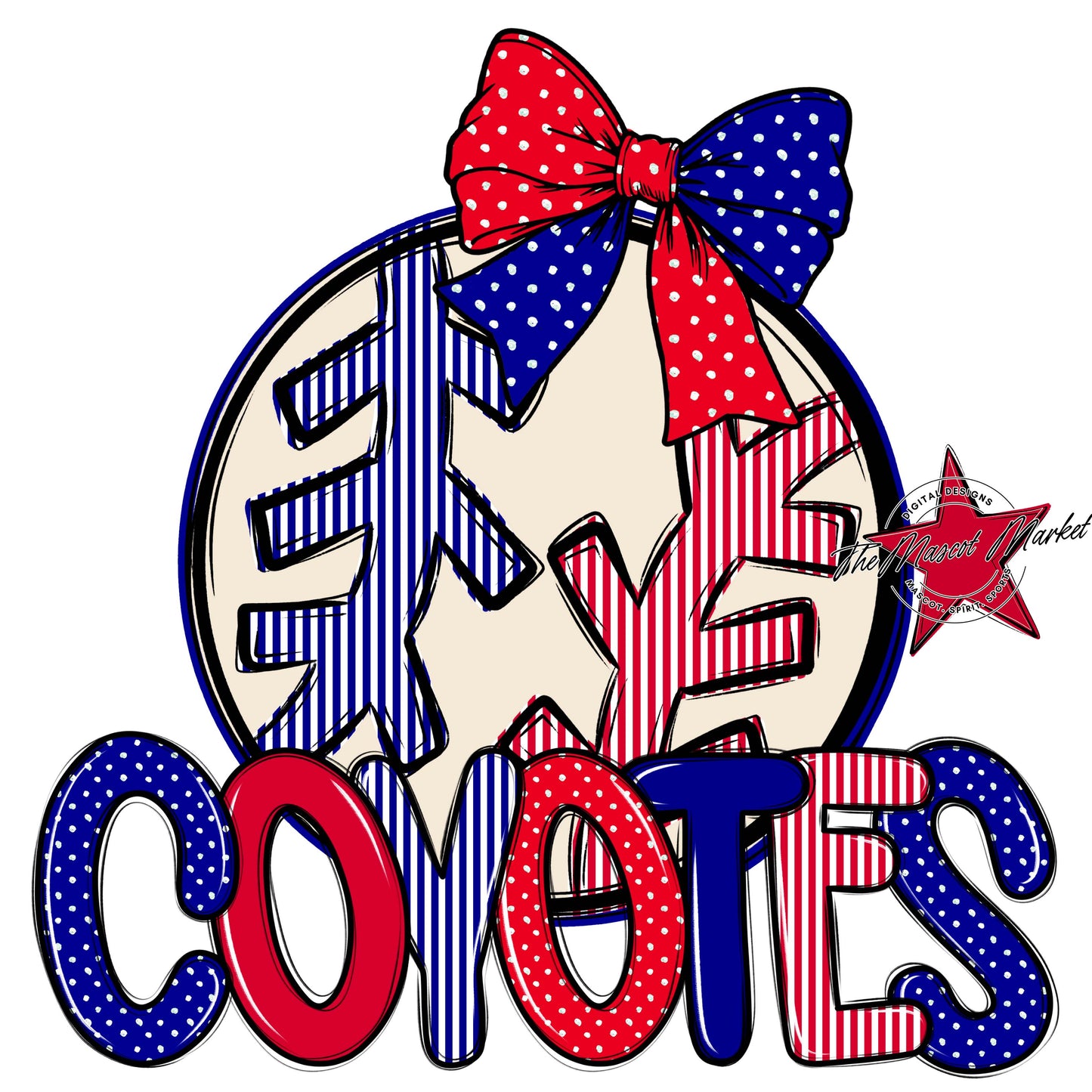 Coyotes Baseball-Softball Spirit Design-Blue & Red