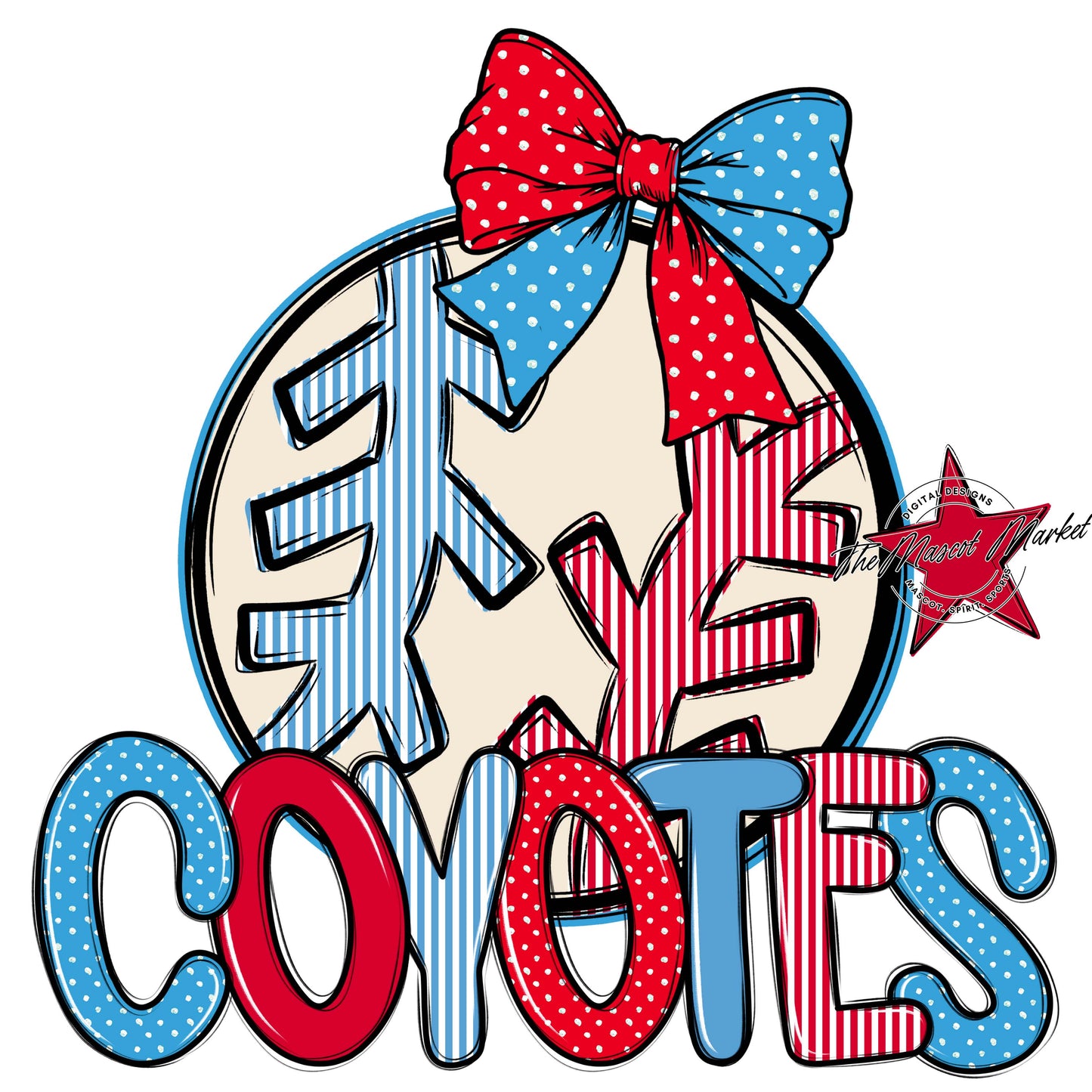 Coyotes Baseball-Softball Spirit Design-Carolina Blue & Red