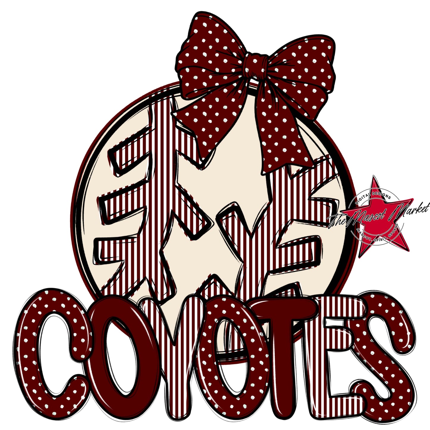 Coyotes Baseball-Softball Spirit Design-Maroon