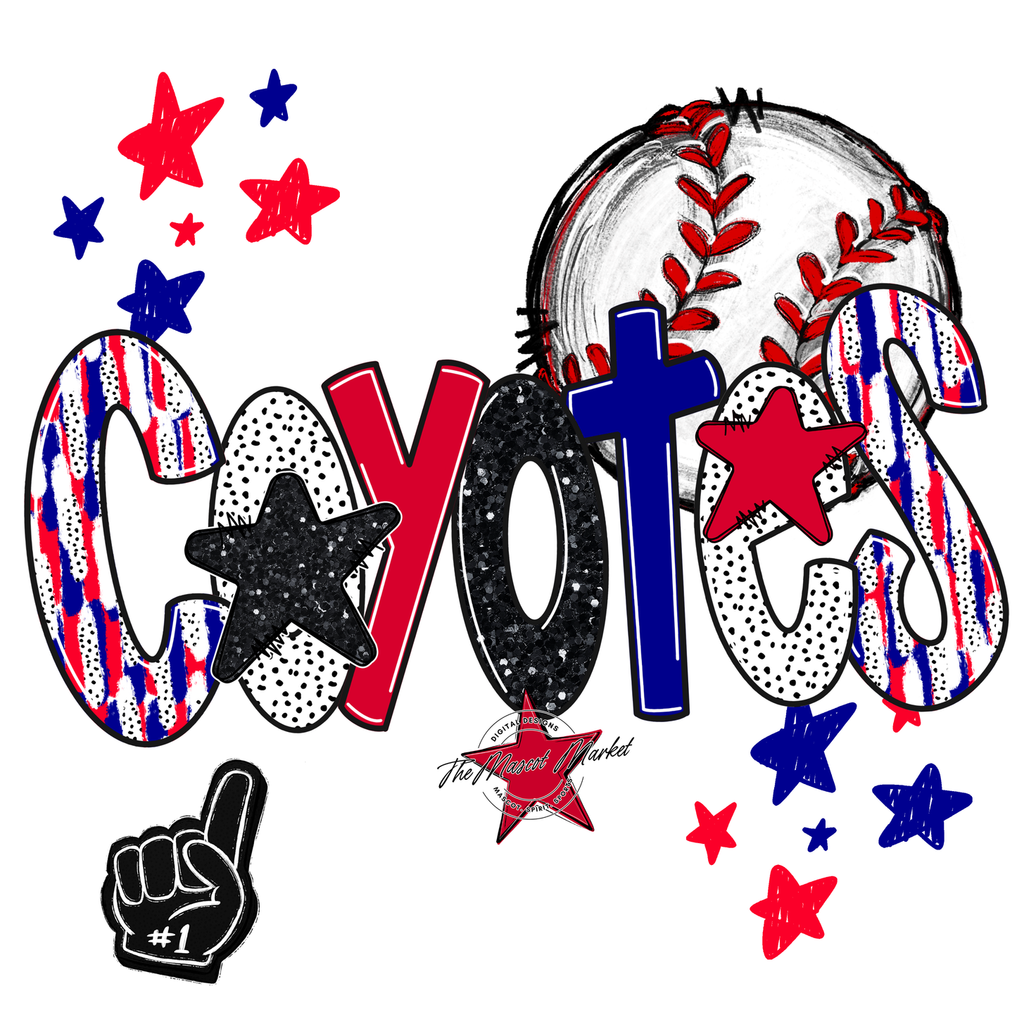 Coyotes Baseball Scrape-Blue-Red