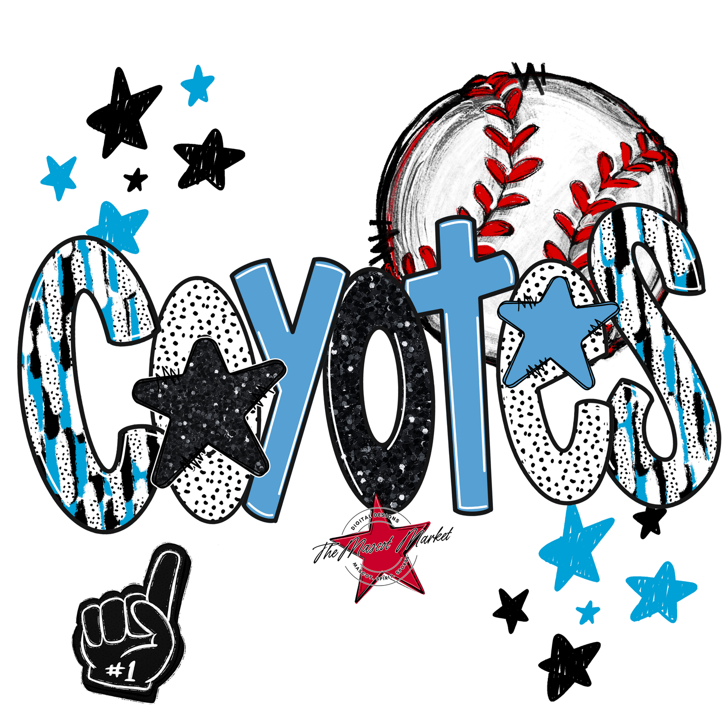 Coyotes Baseball Scrape-Carolina Blue