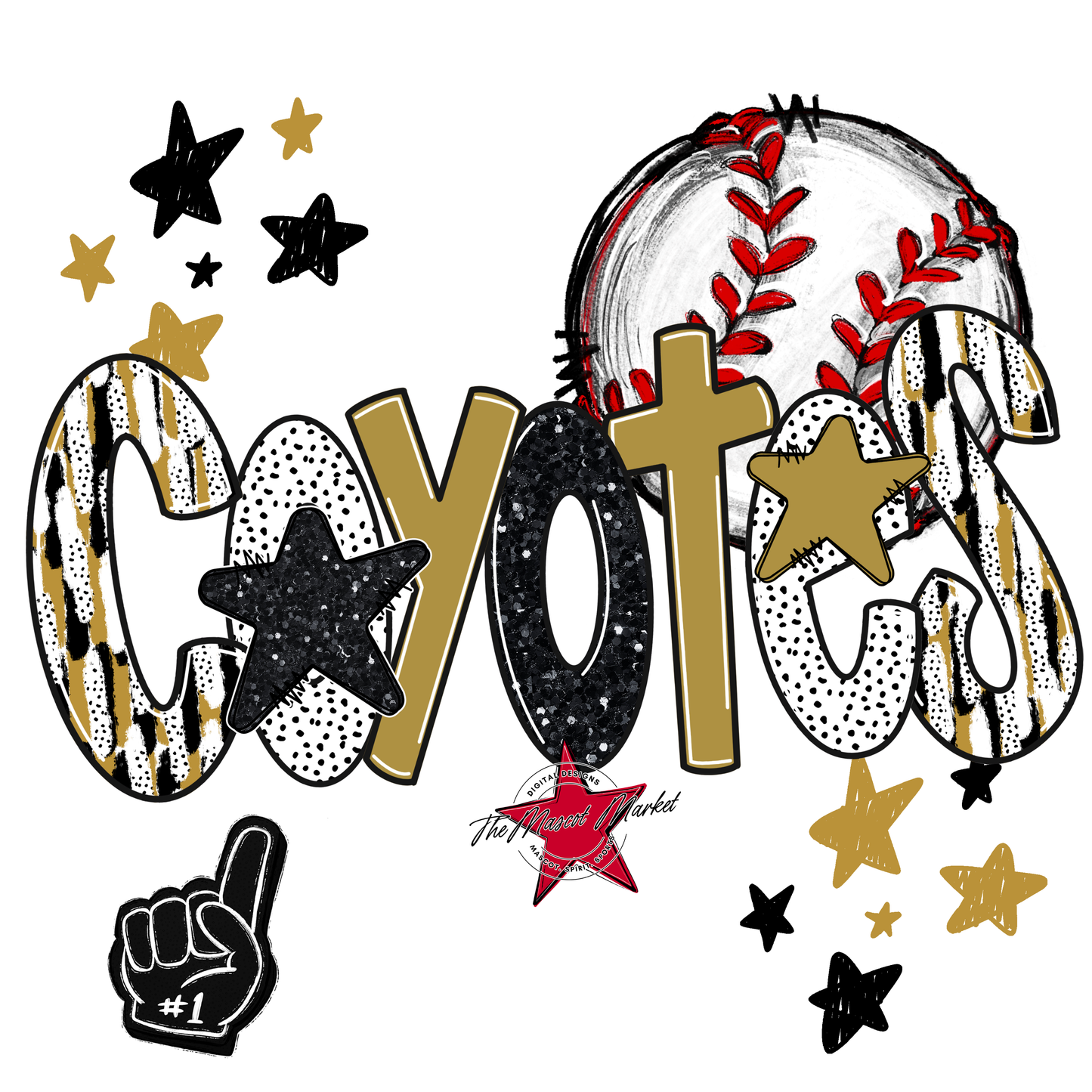 Coyotes Baseball Scrape-Gold