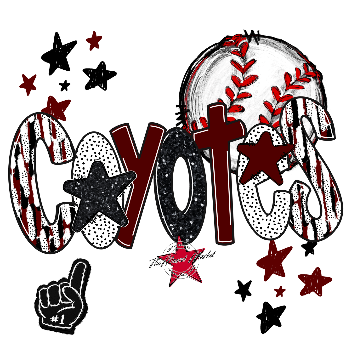 Coyotes Baseball Scrape-Maroon