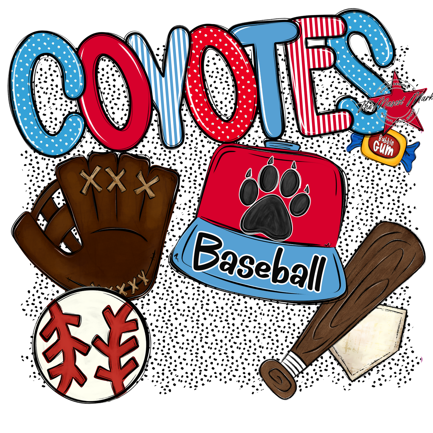 Coyotes Baseball Spirit-Carolina Blue & Red