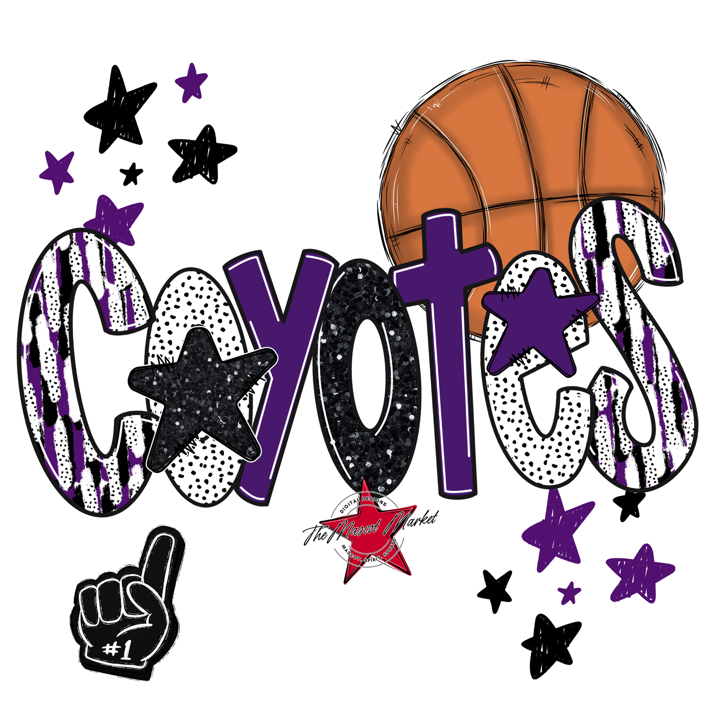 Coyotes Basketball Scrape-Purple