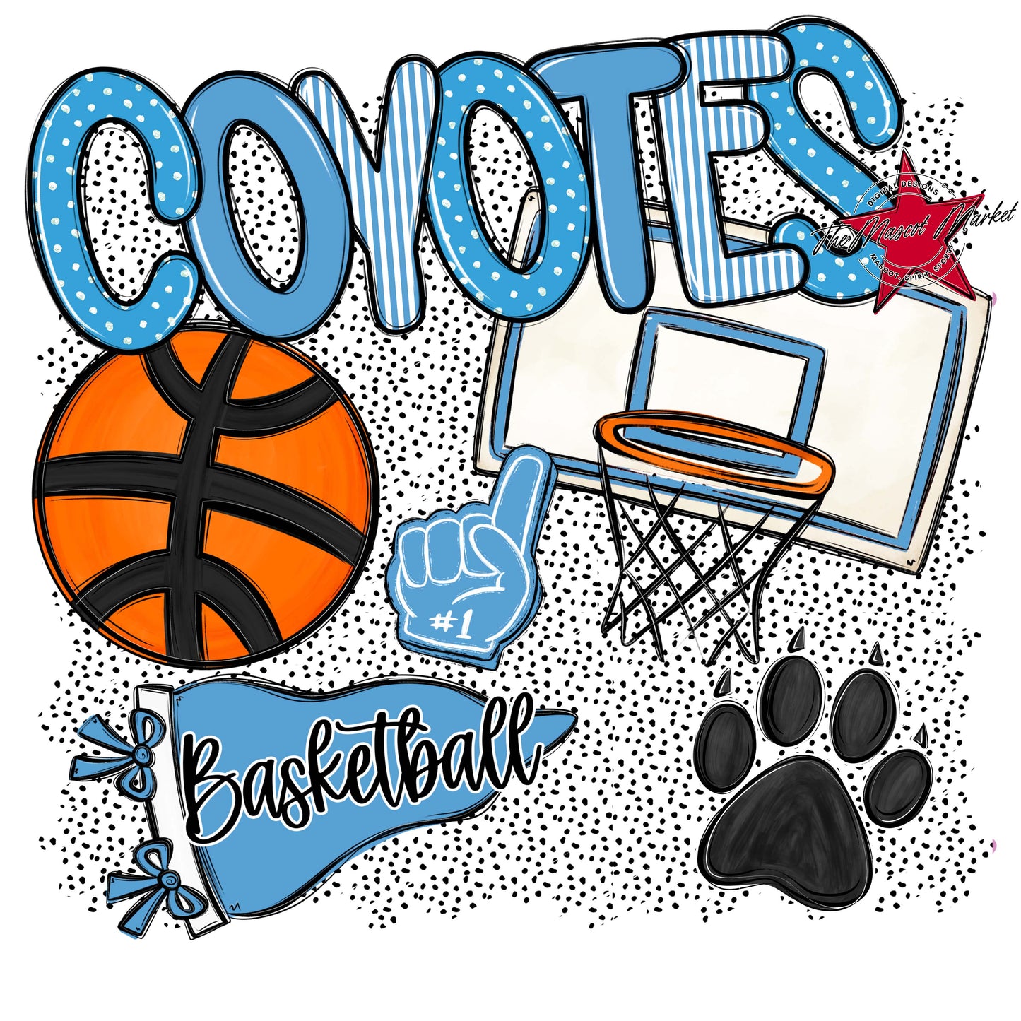 Coyotes Basketball Spirit-Carolina Blue