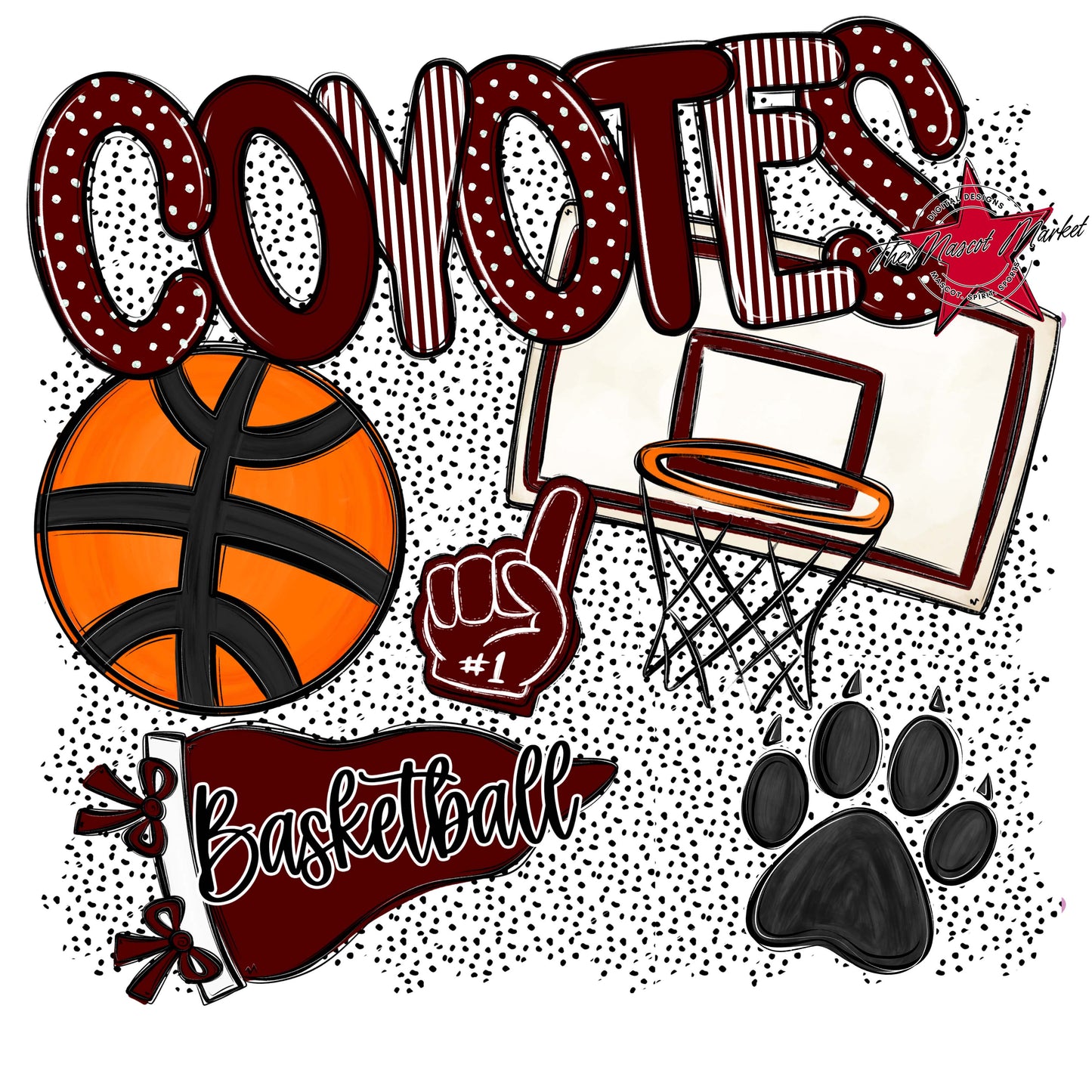 Coyotes Basketball Spirit-Maroon